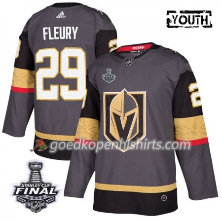 Vegas Golden Knights Marc-Andre Fleury 29 2018 Stanley Cup Final Patch Adidas Grijs Authentic Shirt - Kinderen
